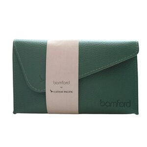 Green Cosmetic Bag Business Class Amenity Travel Kit Faux Leather Soft